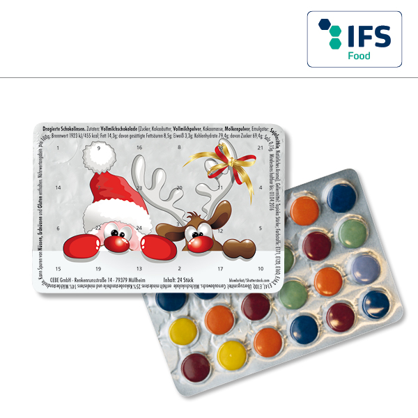 KALFANY Kleinster (Advents-)Kalender der Welt Standardmotive mit Schokolinsen