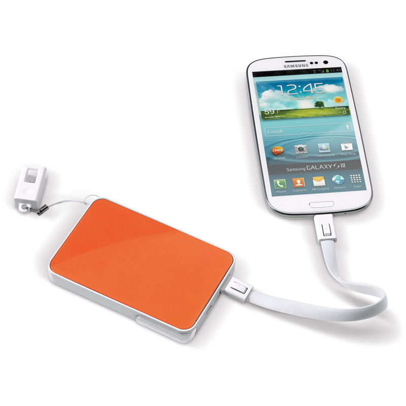 TOPPOINT Powerbank 3 in 1 Stylus Weiss / Orange