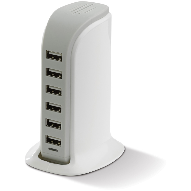 TOPPOINT USB Powerstation 6 Ports Weiss / Grau