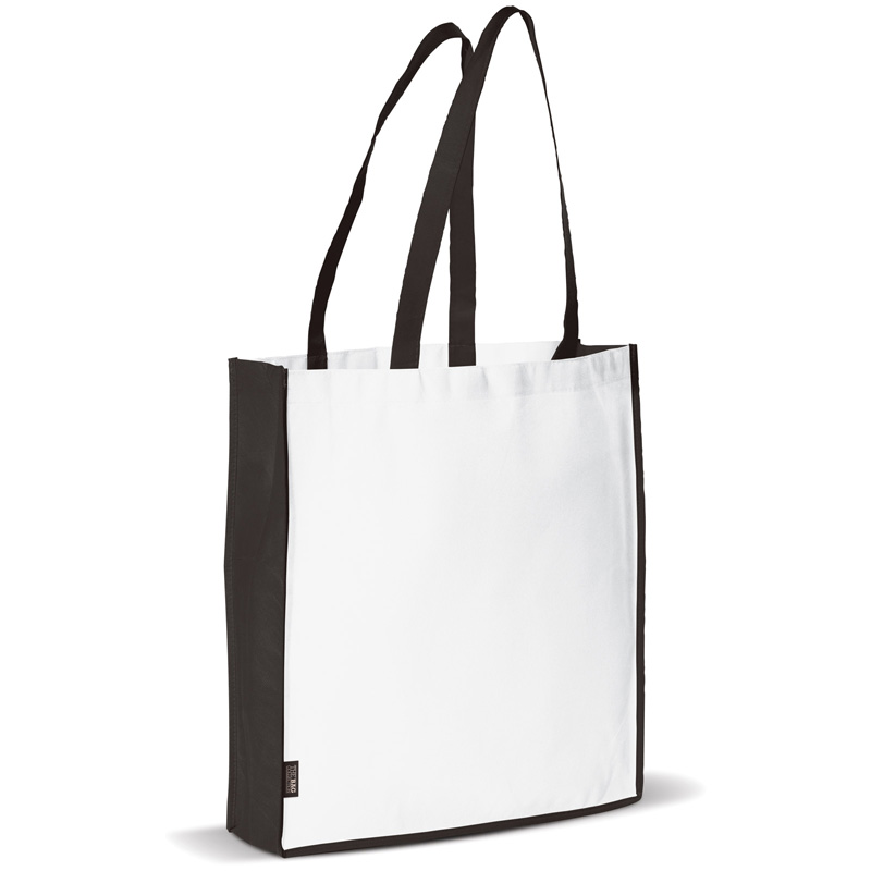 TOPPOINT Non Woven Tasche mit Bodenfalte Weiss / Schwarz