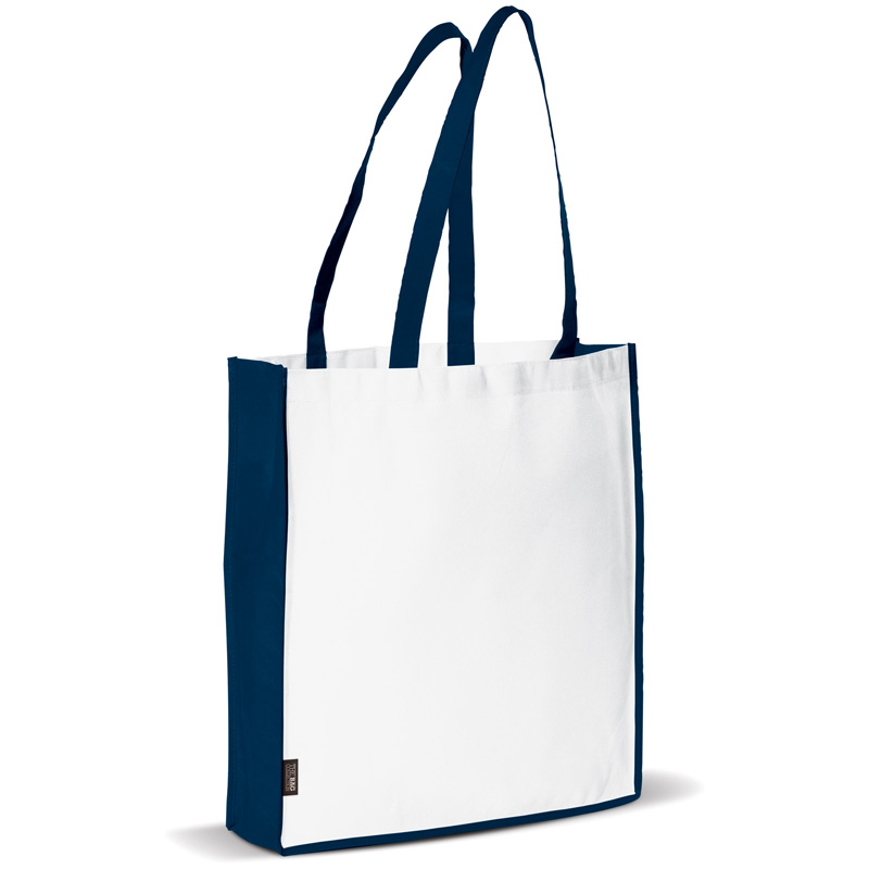 TOPPOINT Non Woven Tasche mit Bodenfalte Weiss / Dunkelblau