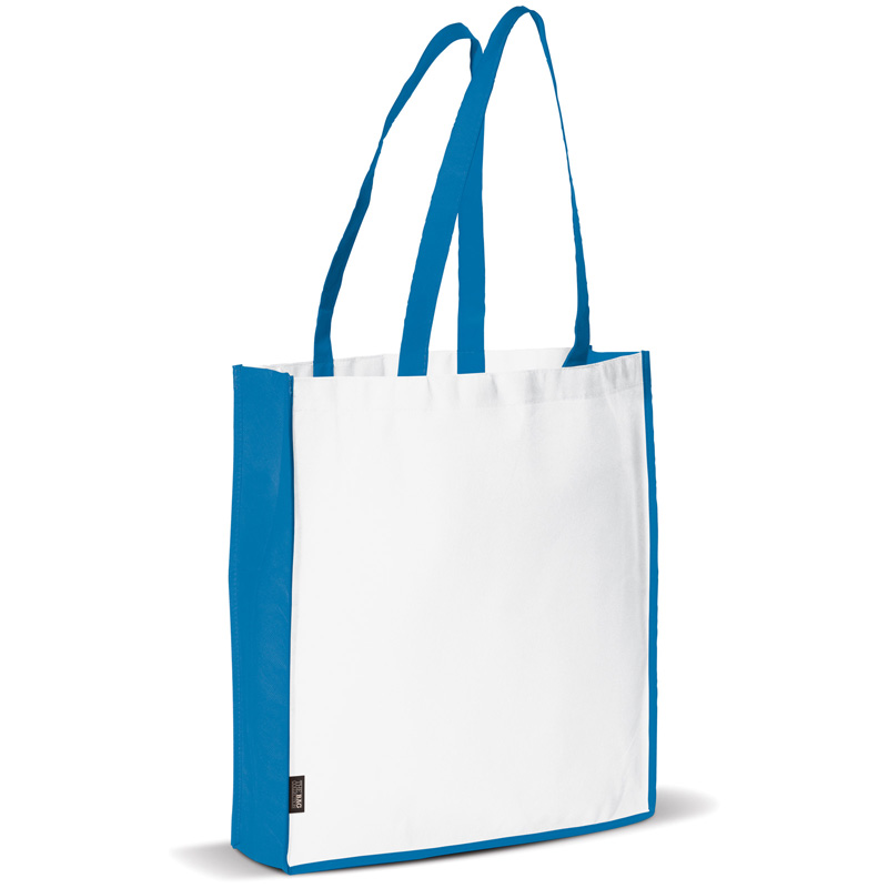 TOPPOINT Non Woven Tasche mit Bodenfalte Weiss / Blau