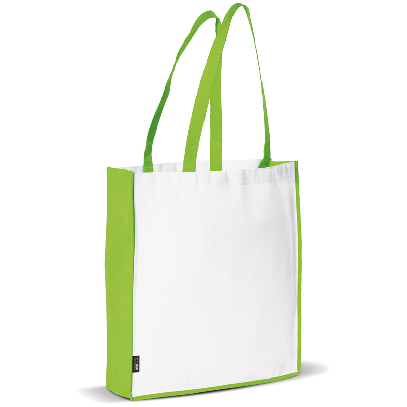 TOPPOINT Non Woven Tasche mit Bodenfalte Weiss / Hellgrün