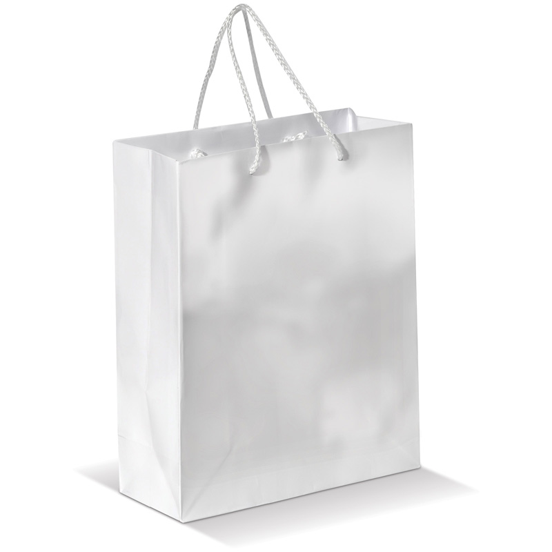 TOPPOINT Laminierte Papiertasche, mittel Weiss