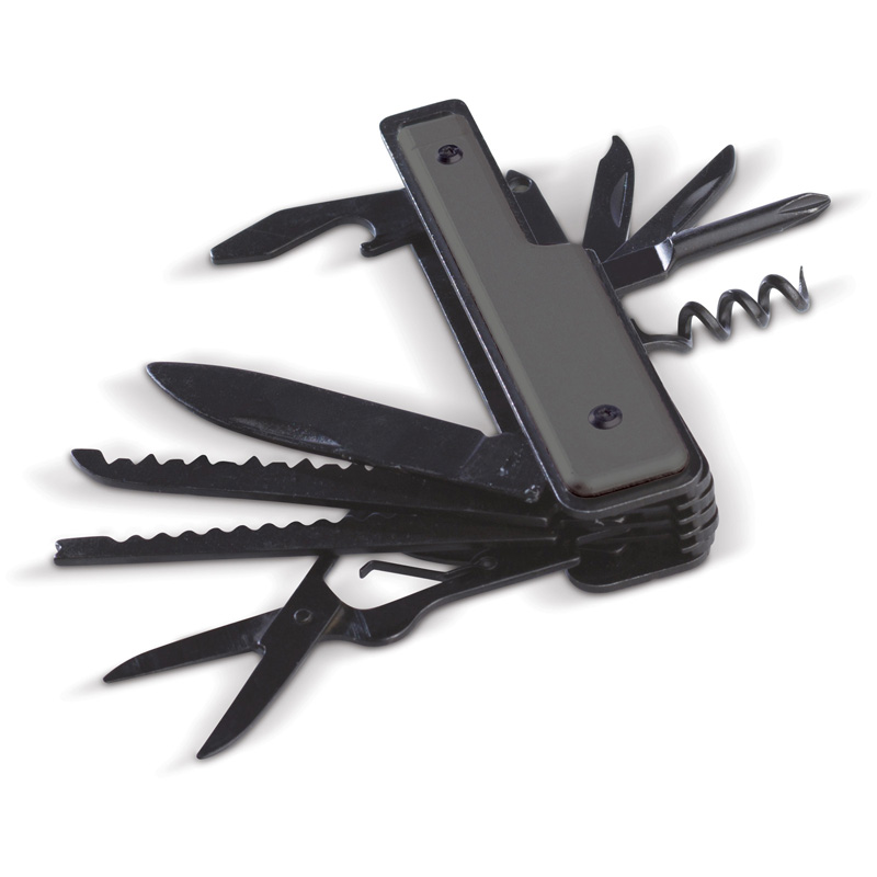 TOPPOINT Freizeit Taschenmesser mit 11 Funktionen Dark gun metal