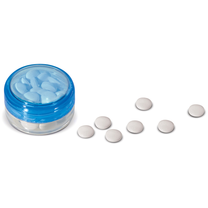 TOPPOINT Runde Pfefferminzdose Transparent Blau