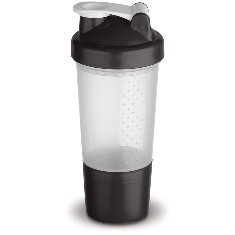 TOPPOINT Shaker 500ml mit Aufbewahrungsfach Transparent Schwarz