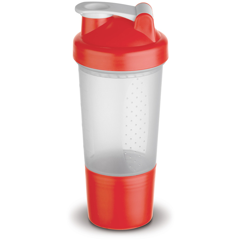 TOPPOINT Shaker 500ml mit Aufbewahrungsfach Transparent Rot